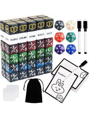 118-Piece MTG Dice Counters Set with Dry Erase Cards & Reusable Proxy Tokens